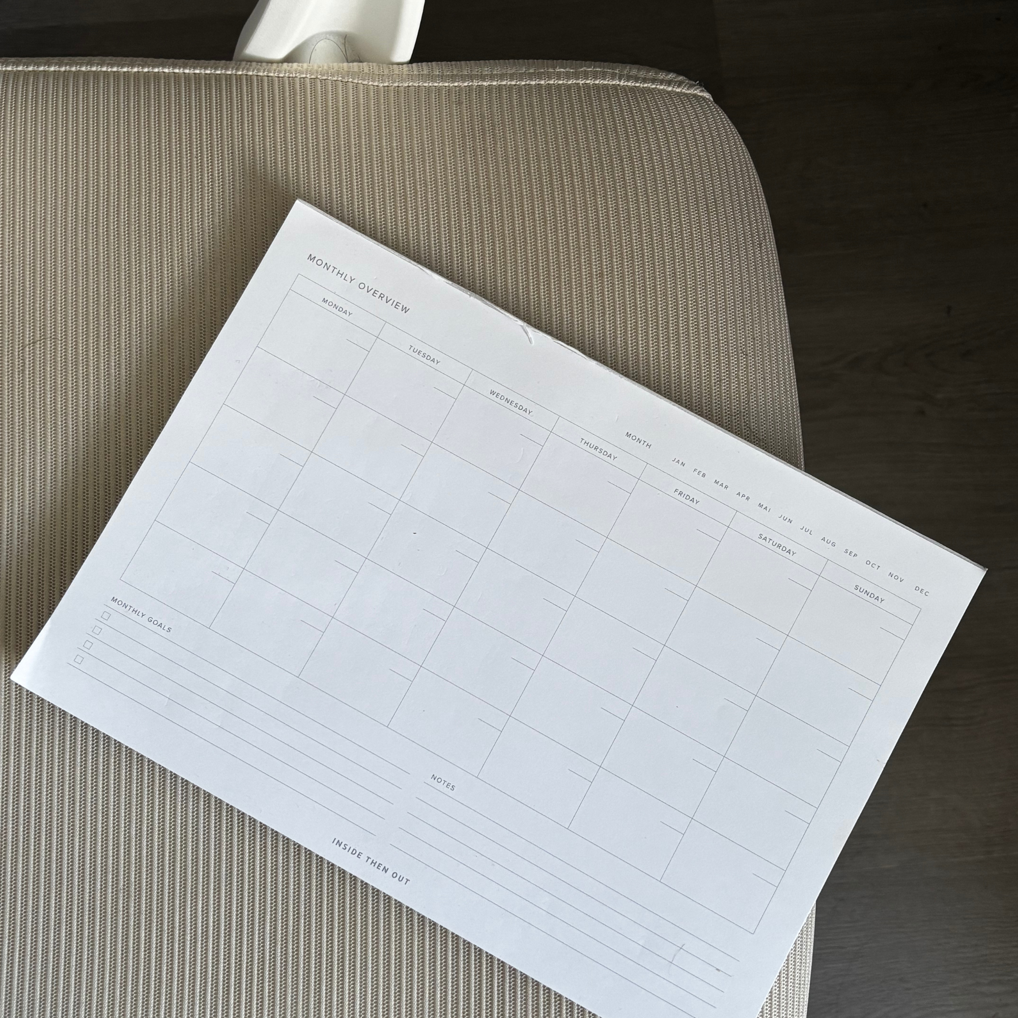 Monthly Overview Notepad – Inside Then Out