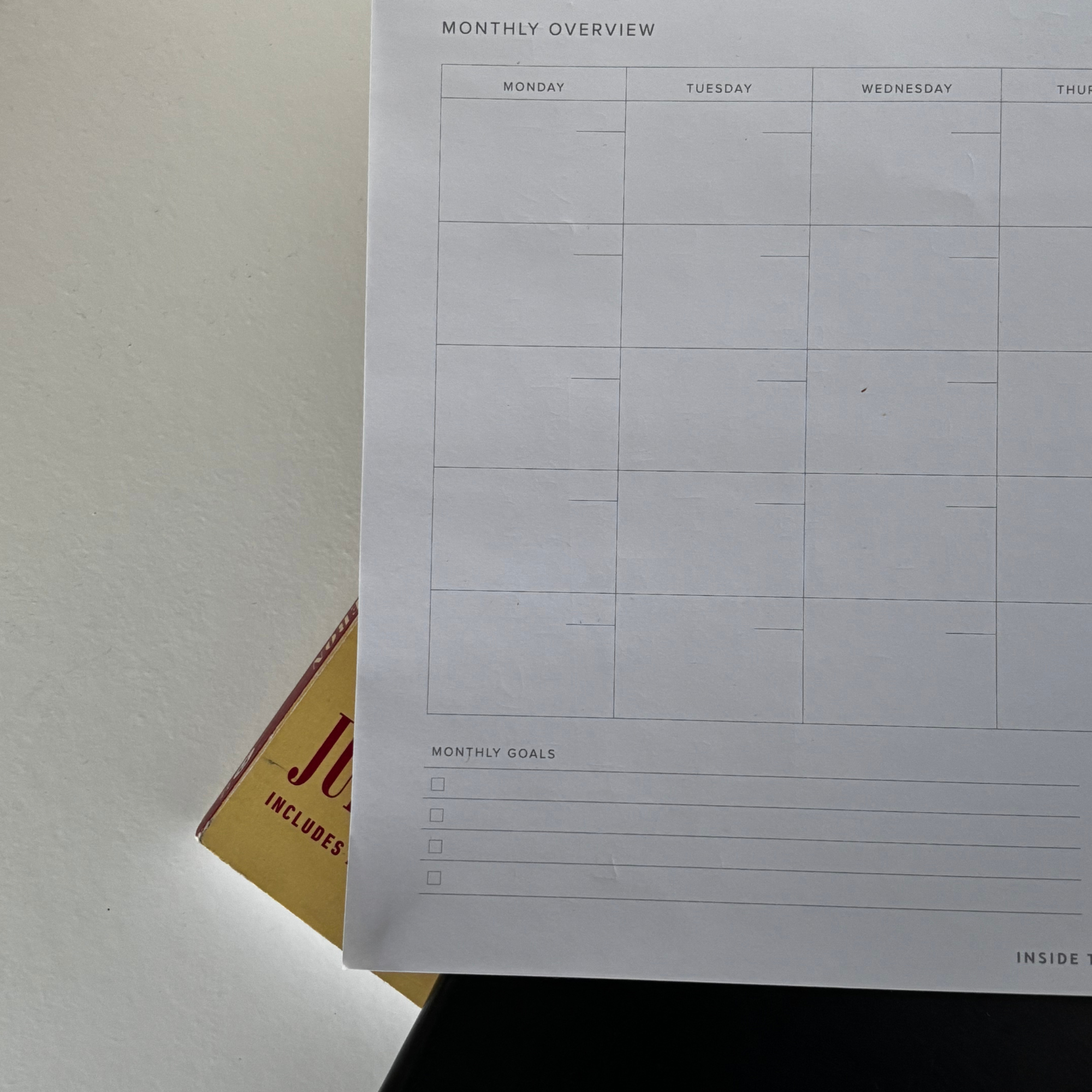 Monthly Overview Notepad – Inside Then Out