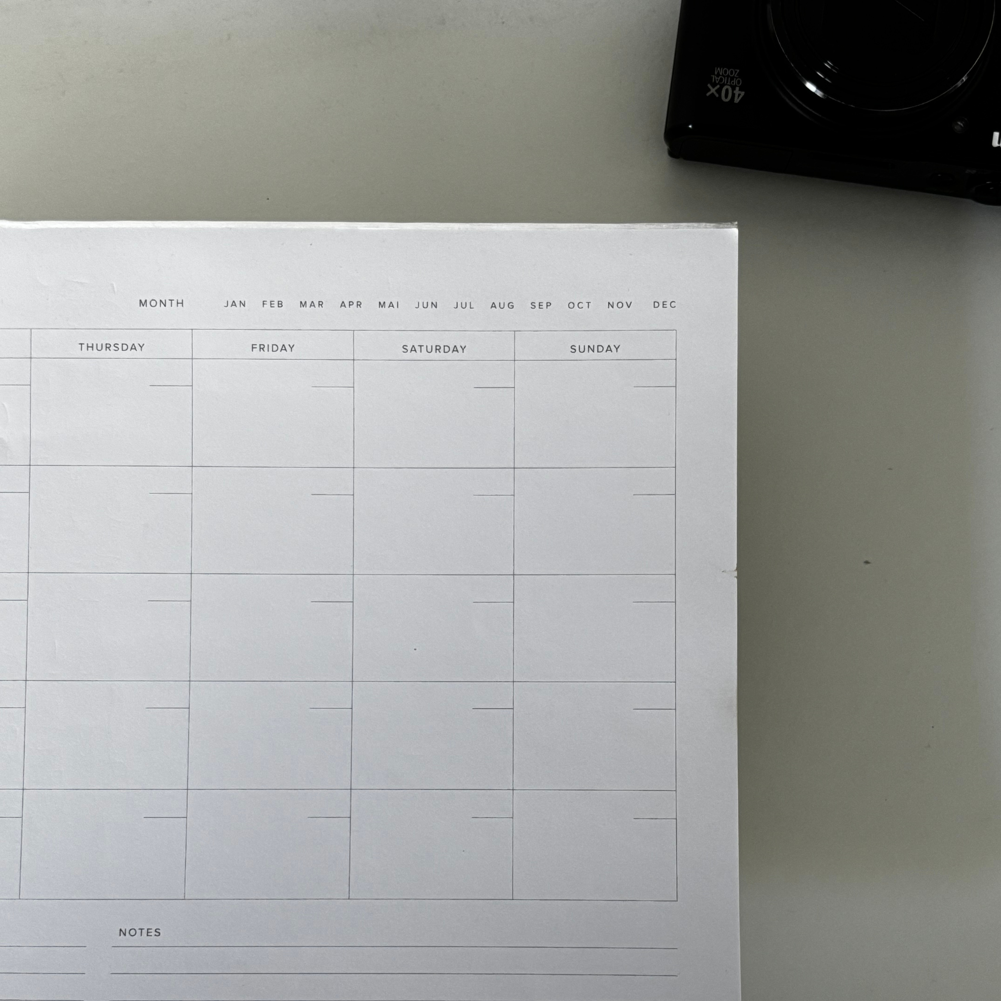 Monthly Overview Notepad – Inside Then Out