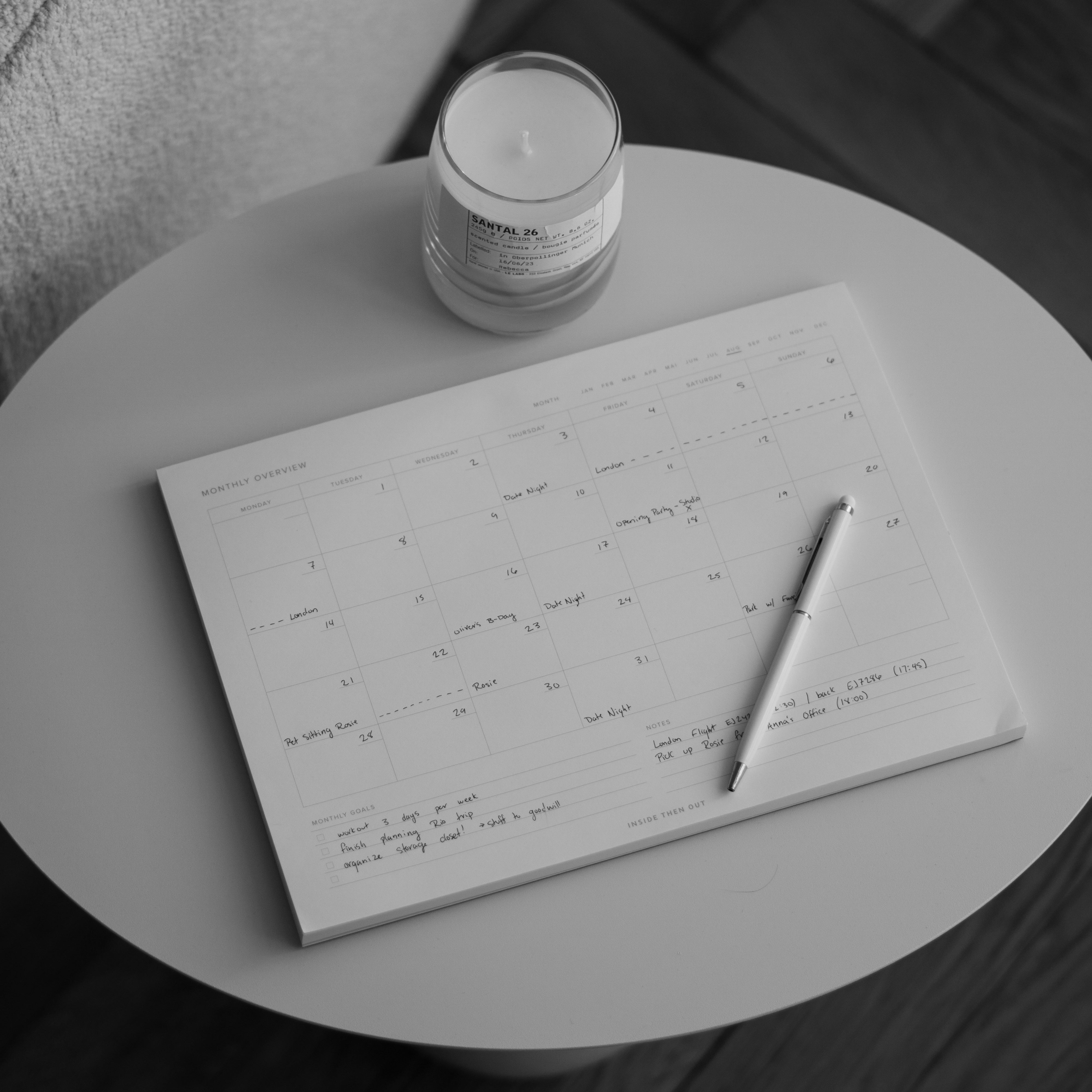 Monthly Overview Notepad – Inside Then Out