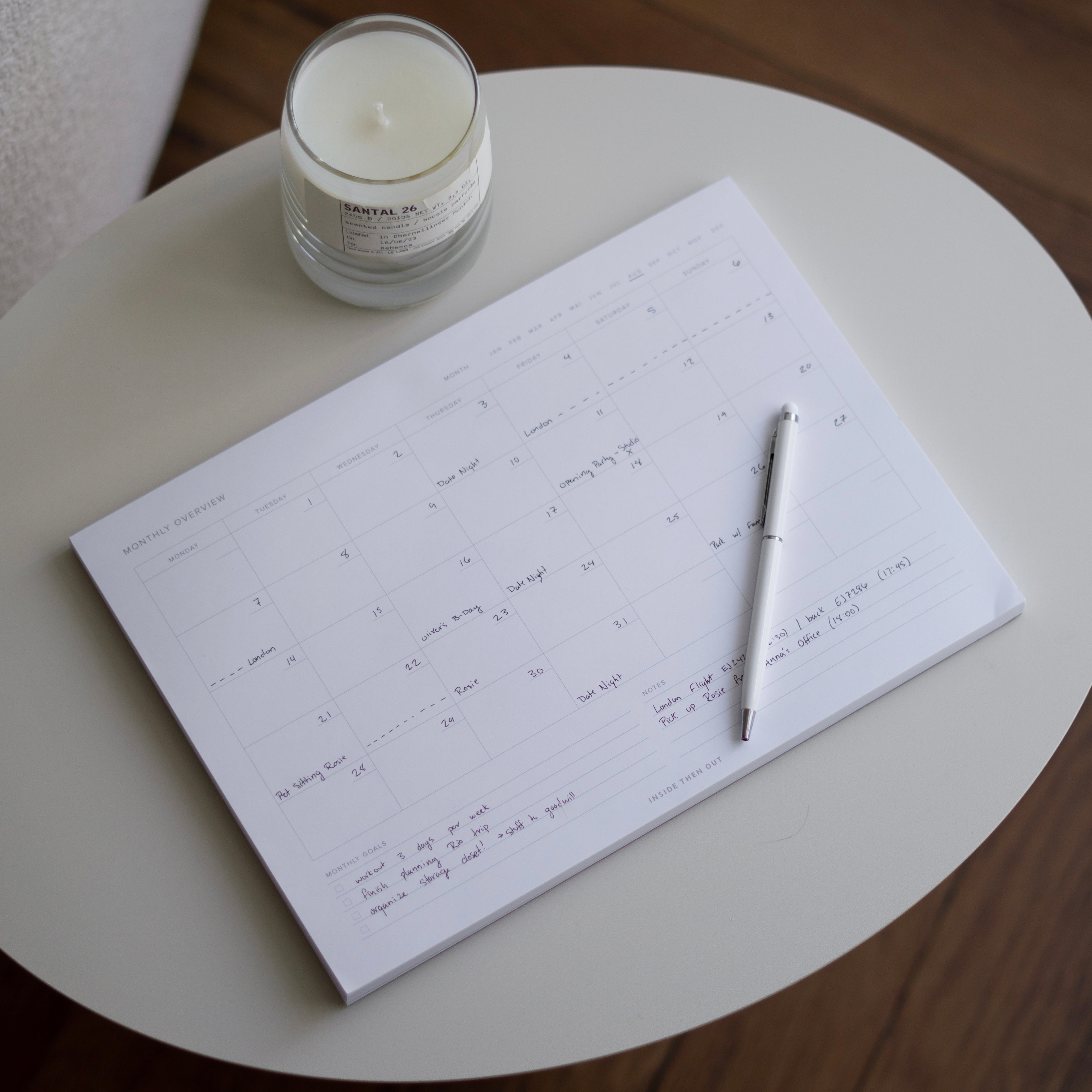 Monthly Overview Notepad – Inside Then Out