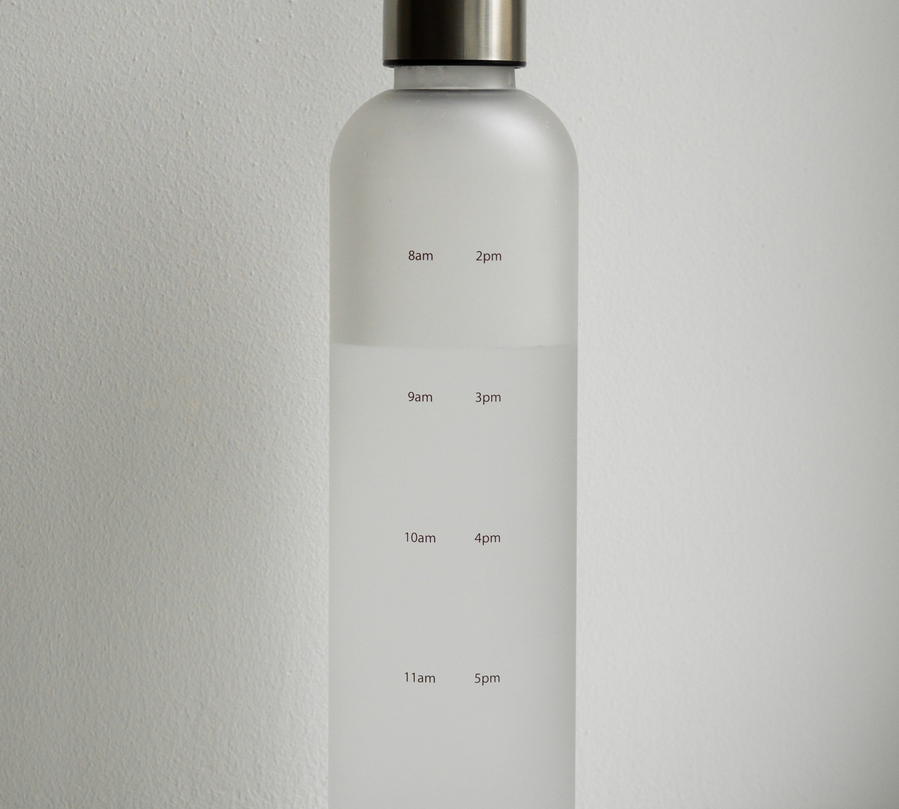Water tracking bottle with light gray background