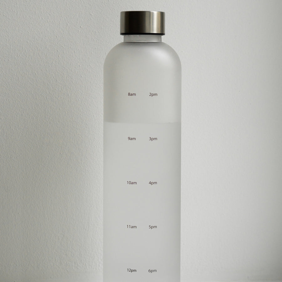 Water tracking bottle with light gray background