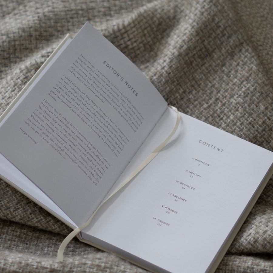 Dig Deeper Journal open Editor's notes and content page